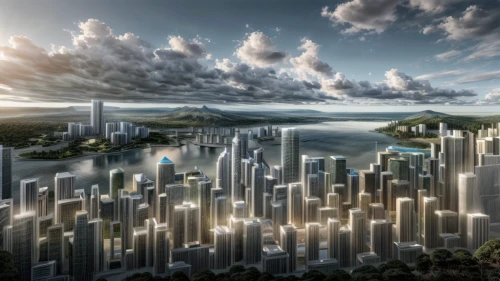 futuristic landscape,urbanization,futuristic architecture,smart city,fantasy city,sky space concept,skycraper,sky city,city skyline,chongqing,terraforming,metropolis,urban development,skyscapers,digital compositing,lotte world tower,city scape,3d rendering,xiamen,city cities