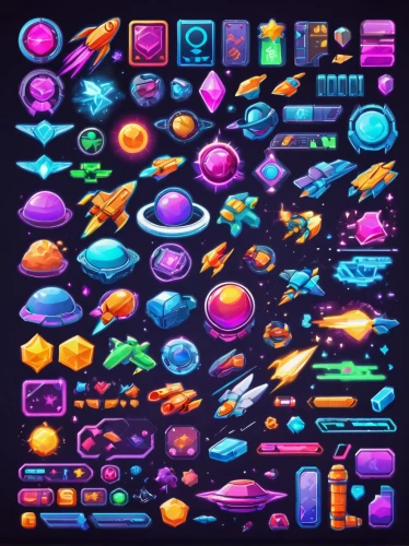 set of icons,systems icons,fruits icons,fruit icons,party icons,icon set,neon candies,crayon background,space ships,80's design,colorful foil background,collected game assets,galaxy types,ice cream icons,spaceship space,retro items,store icon,trinkets,summer icons,inventory,Unique,Design,Sticker