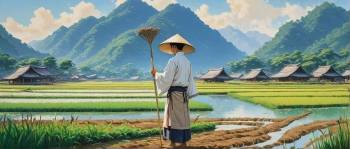 yamada's rice fields,ricefield,the rice field,rice fields,rice field,rice paddies,rice cultivation,travel poster,rice mountain,japan landscape,paddy harvest,rice terrace,world digital painting,landscape background,paddy field,japanese background,cool woodblock images,goki,ears of rice,cultivation,Conceptual Art,Daily,Daily 31