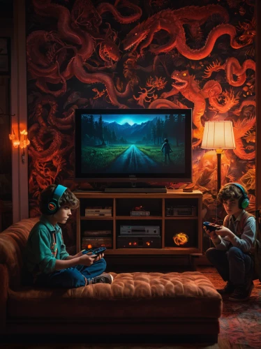 game room,playing room,game illustration,adventure game,game art,sci fiction illustration,livingroom,television,video gaming,world digital painting,games of light,3d fantasy,recreation room,plasma tv,tv set,game consoles,video game,living room,action-adventure game,one room,Illustration,Realistic Fantasy,Realistic Fantasy 31
