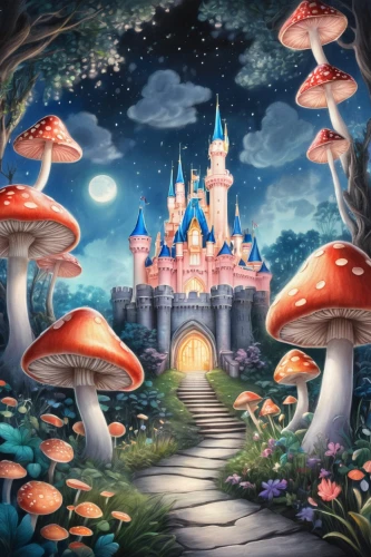 fairy world,mushroom landscape,fairy tale castle,fairy village,fairy forest,fairy tale,fairytale,alice in wonderland,children's fairy tale,fairytale castle,wonderland,fairytale forest,a fairy tale,fairy tales,fairytales,enchanted forest,fairy tale icons,fairytale characters,fantasy world,fairy tale character,Illustration,Black and White,Black and White 30