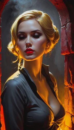femme fatale,vampire woman,vampire lady,fire siren,evil woman,smouldering torches,fire background,rosa ' amber cover,woman fire fighter,fire eater,fire-eater,game illustration,fire angel,the conflagration,black widow,fiery,fire master,flame of fire,fire artist,cigarette girl,Conceptual Art,Fantasy,Fantasy 03