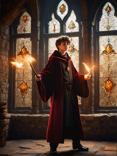 candlemaker,candle wick,magistrate,wizard,red coat,potions,hogwarts,flickering flame,dodge warlock,overcoat,town crier,wizardry,mage,digital compositing,wizards,clockmaker,games of light,candlemas,frock coat,lamplighter,Illustration,Realistic Fantasy,Realistic Fantasy 15