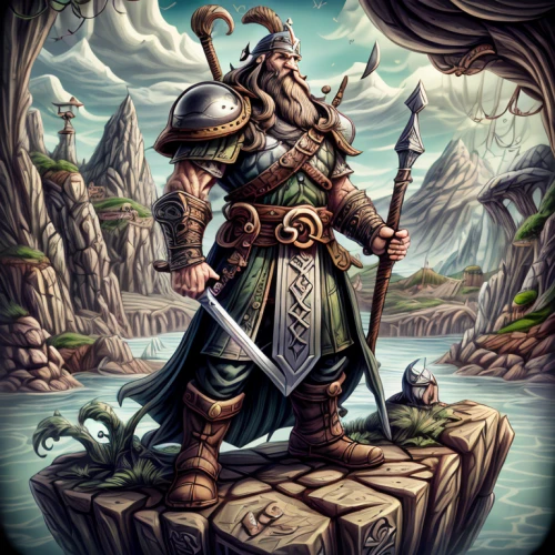 dwarf sundheim,barbarian,fjord,northrend,scandia gnome,thorin,dunun,heroic fantasy,dwarf,dane axe,norse,adventurer,druid,viking,massively multiplayer online role-playing game,wind warrior,game illustration,sea god,poseidon,the wanderer