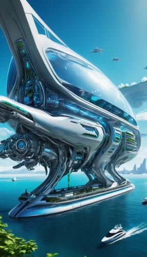 futuristic landscape,futuristic architecture,futuristic art museum,sci fiction illustration,alien ship,scifi,futuristic,airships,sci fi,sky space concept,artificial island,sci-fi,sci - fi,sea fantasy,alien world,starship,concept art,cyberspace,nautilus,apiarium,Conceptual Art,Sci-Fi,Sci-Fi 03
