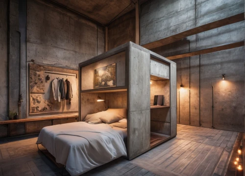 loft,modern room,sleeping room,room divider,bedroom,concrete ceiling,japanese-style room,walk-in closet,guest room,inverted cottage,exposed concrete,sky apartment,an apartment,attic,rooms,shared apartment,interior design,modern decor,cubic house,modern minimalist bathroom,Photography,General,Commercial