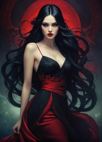 vampire woman,vampire lady,gothic woman,gothic portrait,queen of hearts,scarlet witch,red lantern,black rose hip,sorceress,gothic fashion,red rose,the enchantress,lady in red,fantasy art,dark angel,priestess,red gown,fantasy portrait,crimson,goth woman,Illustration,Realistic Fantasy,Realistic Fantasy 15