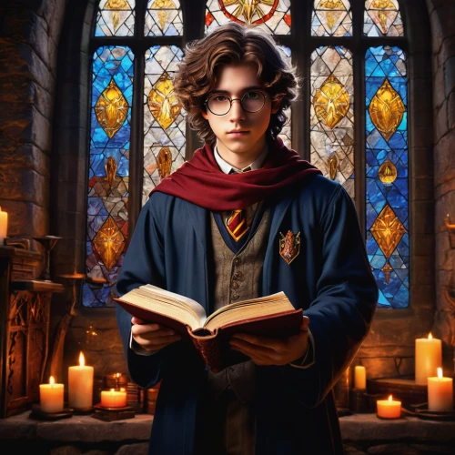 harry potter,potter,hogwarts,scholar,rowan,bookworm,librarian,cg artwork,candle wick,candlemaker,magic book,magic grimoire,hymn book,merlin,robert harbeck,wizard,wizardry,albus,fantasy portrait,sci fiction illustration,Conceptual Art,Daily,Daily 34