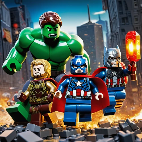 lego background,superhero background,minifigures,assemble,avengers,lego,comic characters,avenger hulk hero,lego trailer,the avengers,superheroes,lego building blocks,marvel comics,marvel figurine,from lego pieces,legos,justice league,lego blocks,lego brick,build lego,Illustration,Paper based,Paper Based 18