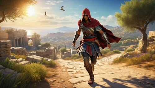 red tunic,pharaonic,the wanderer,red riding hood,odyssey,karnak,massively multiplayer online role-playing game,assassin,full hd wallpaper,red cape,game art,athena,red skin,wanderer,bazlama,kos,huntress,witcher,red chief,the roman centurion,Illustration,American Style,American Style 07