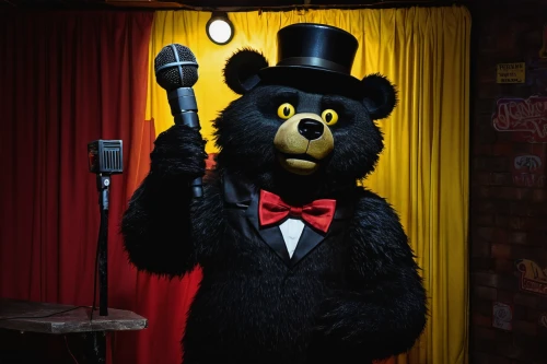 ringmaster,scandia bear,conductor,mascot,suit actor,the mascot,left hand bear,bearskin,chimney sweeper,chalkboard background,great bear,dark suit,bear,top hat,anthropomorphic,the suit,circus animal,chimney sweep,tuxedo just,attraction theme,Photography,Artistic Photography,Artistic Photography 06