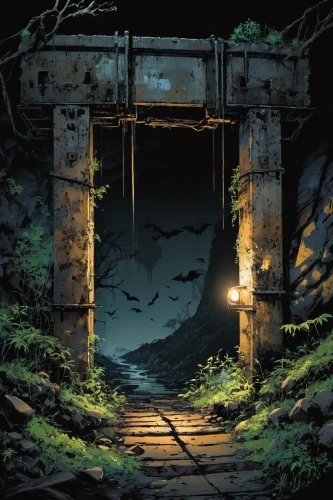 gateway,chasm,lantern,torii tunnel,rock gate,shrine,hollow way,illuminated lantern,heaven gate,archway,the mystical path,backgrounds,the path,the ruins of the,lost place,hangman's bridge,torii,iron gate,the limestone cave entrance,ruins,Illustration,Japanese style,Japanese Style 04