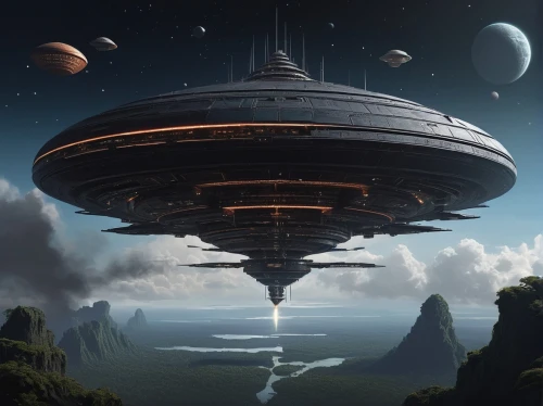 futuristic landscape,ufo,alien ship,alien world,alien planet,airships,ufos,flying saucer,saucer,extraterrestrial life,sky space concept,ufo intercept,airship,science fiction,scifi,starship,sci fiction illustration,exoplanet,sci fi,myst,Conceptual Art,Sci-Fi,Sci-Fi 25