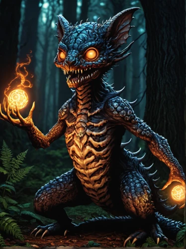 kobold,forest dragon,game illustration,temperowanie,fantasy art,supernatural creature,fantasy picture,antasy,draconic,cuthulu,glowworm,scandia gnome,torchlight,ori-pei,wyrm,rotglühender poker,cheshire,iridigorgia,the night of kupala,critter,Illustration,Abstract Fantasy,Abstract Fantasy 10