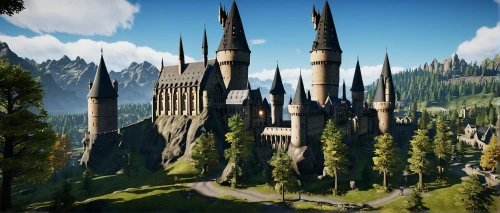 hogwarts,turrets,minarets,castle of the corvin,chimneys,chucas towers,stone towers,towers,castel,castles,cinderella's castle,gothic architecture,power towers,elves flight,castelul peles,castle complex,summit castle,fairy tale castle,castle,spire,Conceptual Art,Daily,Daily 06