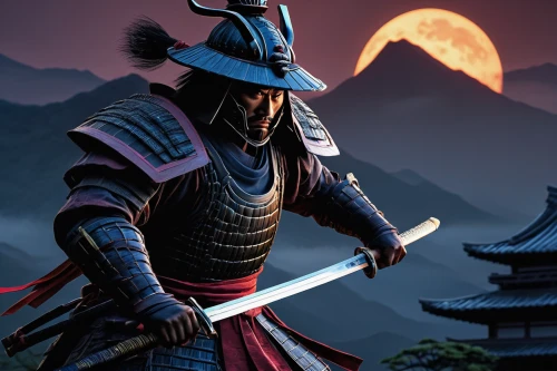 samurai,samurai fighter,yi sun sin,goki,shinobi,hijiki,swordsman,samurai sword,kenjutsu,kendo,katana,rising sun,erhu,tsukemono,sensei,lone warrior,sanshin,blood moon,sōjutsu,japanese martial arts,Illustration,American Style,American Style 03