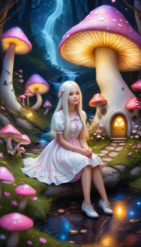 mushroom landscape,fairy forest,fantasy picture,fairy village,fairy world,amanita,faerie,forest mushroom,agaric,fairy tale character,club mushroom,fairy galaxy,fairy house,wonderland,mushrooms,alice in wonderland,fantasy portrait,fantasy art,faery,rosa 'the fairy,Conceptual Art,Fantasy,Fantasy 14
