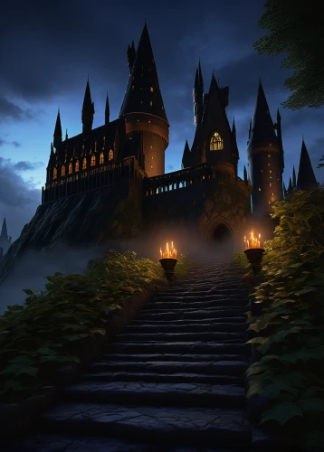 hogwarts,castle of the corvin,fairy tale castle,haunted castle,witch's house,fairytale castle,knight's castle,castle,fantasy picture,medieval castle,gothic architecture,ghost castle,bethlen castle,castel,fantasy landscape,dracula castle,witch house,castles,fantasy art,castleguard,Illustration,Realistic Fantasy,Realistic Fantasy 12