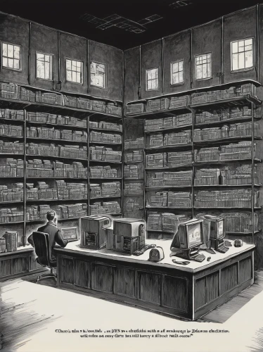 digitization of library,reading room,old library,library,sci fiction illustration,bookshelves,book illustration,celsus library,study room,national archives,typesetting,librarian,the local administration of mastery,bibliology,bookshelf,lecture room,computer room,bookselling,library book,backgrounds,Illustration,Black and White,Black and White 22