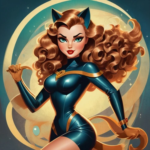 catwoman,firestar,scarlet witch,zodiac sign gemini,fantasy woman,zodiac sign leo,panther,fantasia,horoscope libra,sci fiction illustration,pin-up girl,zodiac sign libra,starfire,the enchantress,pin ups,the zodiac sign pisces,retro pin up girl,pin up girl,sailor,andromeda,Illustration,Retro,Retro 12