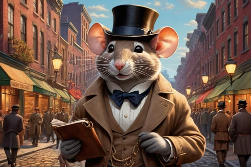 conductor,musical rodent,rat na,year of the rat,color rat,aristocrat,businessman,mouse,vintage mice,anthropomorphized animals,ratatouille,rataplan,lab mouse icon,mice,rodents,white-collar worker,rat,rodent,white footed mouse,gentlemanly,Illustration,Realistic Fantasy,Realistic Fantasy 21