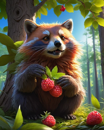 red panda,many berries,fresh berries,conker,rocket raccoon,forest fruit,wild berry,berries,raccoon,cute fox,wildberry,adorable fox,berry,mollberry,nannyberry,strawberries falcon,north american raccoon,raspberry,little fox,wild berries,Conceptual Art,Daily,Daily 18