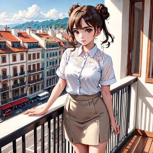 on the roof,paris balcony,honolulu,honmei choco,rooftop,mikuru asahina,roof top,balcony,miku maekawa,rooftops,school skirt,bonjour bongu,window sill,city ​​portrait,hong,summer day,milan,pisa,sanya,paris,Anime,Anime,General