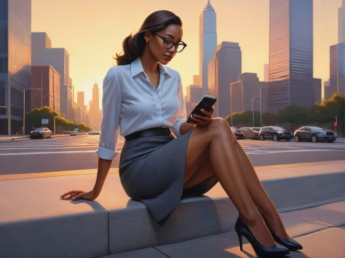 woman holding a smartphone,woman sitting,businesswoman,business woman,white-collar worker,business girl,bussiness woman,business women,sci fiction illustration,women in technology,black businessman,girl sitting,businesswomen,modern office,office worker,secretary,sprint woman,pencil skirt,receptionist,woman thinking,Conceptual Art,Daily,Daily 27