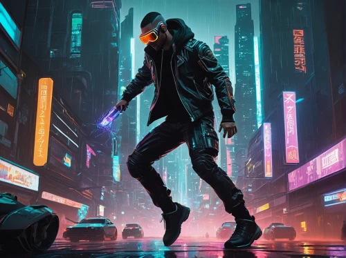 cyberpunk,pedestrian,futuristic,star-lord peter jason quill,cyber,cg artwork,sci fiction illustration,renegade,neon lights,80s,neon arrows,music background,electro,nerve,matrix,80's design,jacket,dystopian,pedestrians,neon human resources,Illustration,Japanese style,Japanese Style 08