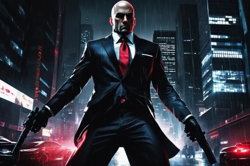 a black man on a suit,slender,agent 13,spy visual,action-adventure game,spy,black businessman,white-collar worker,agent,red hood,businessman,kingpin,ceo,dark suit,overcoat,suit actor,black city,business man,android game,executive,Illustration,Abstract Fantasy,Abstract Fantasy 07