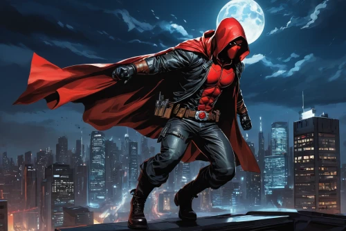 red hood,red cape,red super hero,red coat,red riding hood,daredevil,comic hero,spawn,star-lord peter jason quill,caped,magneto-optical disk,superhero comic,red arrow,cover,hooded man,magneto-optical drive,superhero background,heroic fantasy,dracula,comic book,Illustration,Paper based,Paper Based 04