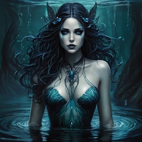 water nymph,blue enchantress,rusalka,merfolk,siren,water creature,water-the sword lily,the enchantress,sorceress,fantasy art,watery heart,submerged,mermaid vectors,under the water,mermaid,mermaid background,sirens,the zodiac sign pisces,water rose,tour to the sirens,Conceptual Art,Fantasy,Fantasy 34