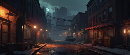 old linden alley,alleyway,alley,medieval street,narrow street,blind alley,the cobbled streets,black city,rescue alley,lamplighter,development concept,townscape,concept art,medieval town,slums,old city,ghost town,old town,night scene,gas lamp,Illustration,Realistic Fantasy,Realistic Fantasy 12