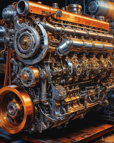 automotive engine timing part,truck engine,car engine,internal-combustion engine,race car engine,train engine,cylinder block,automotive engine part,engine block,automotive fuel system,engine,8-cylinder,diesel locomotives,4-cylinder,steam locomotives,engine truck,machinery,steam engine,aircraft engine,diesel locomotive,Conceptual Art,Oil color,Oil Color 04