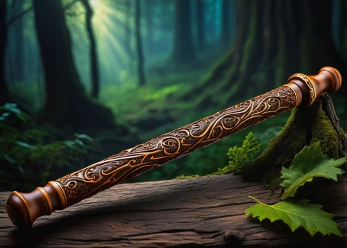 bamboo flute,didgeridoo,the flute,garden pipe,block flute,celtic harp,bansuri,flute,woodwind instrument,transverse flute,tin whistle,quarterstaff,hunting knife,tobacco pipe,scabbard,western concert flute,wand,wooden instrument,herb knife,snake staff,Art,Classical Oil Painting,Classical Oil Painting 16