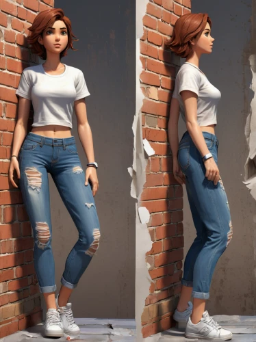 3d model,3d modeling,3d figure,gradient mesh,character animation,stylized,3d rendered,high waist jeans,female model,high jeans,ladies clothes,women's clothing,3d render,fashionable girl,stand models,jeans pattern,visual effect lighting,color is changable in ps,proportions,women clothes,Unique,Design,Character Design