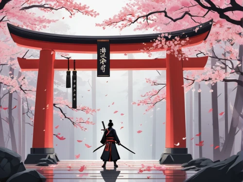 japanese sakura background,sakura background,torii,samurai,japanese shrine,japanese background,samurai fighter,kyoto,shrine,victory gate,tsukemono,katana,world digital painting,inari,shinto,senbon torii,geisha,sōjutsu,art background,japanese floral background,Unique,Design,Sticker