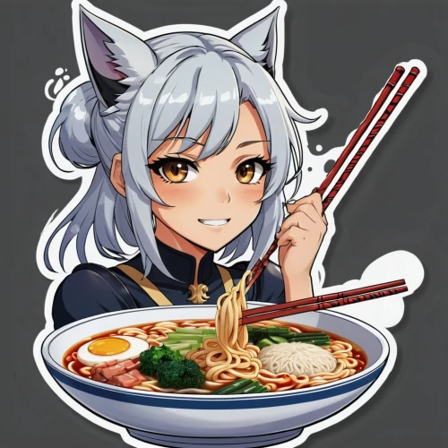 ramen,noodle soup,udon,feast noodles,yakisoba,noodle bowl,ramen in q1,ebi chili,nyan,chopstick,soba,izakaya,shirataki noodles,furikake,bun cha,noodle image,laksa,noodles,oyakodon,nori,Unique,Design,Sticker