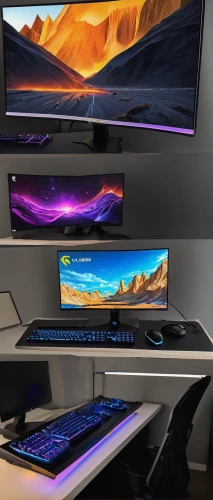computer desk,monitors,computer workstation,desktop computer,multi-screen,monitor wall,desk,dual screen,tablet computer stand,lures and buy new desktop,computer graphics,pc laptop,computer monitor,lenovo,fractal design,personal computer,office desk,apple desk,purple background,monitor,Conceptual Art,Daily,Daily 12