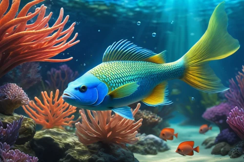 coral reef fish,blue stripe fish,golden angelfish,underwater fish,ornamental fish,discus fish,beautiful fish,cichlid,marine fish,blue angel fish,underwater background,tropical fish,angelfish,aquarium fish feed,sea life underwater,blue fish,imperator angelfish,discus cichlid,aquarium decor,fighting fish,Illustration,Realistic Fantasy,Realistic Fantasy 01