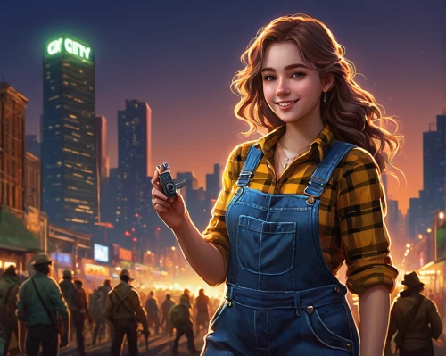 girl in overalls,girl with gun,game illustration,overalls,girl with a gun,girl with bread-and-butter,retro girl,world digital painting,blue-collar worker,pubg mobile,oil cosmetic,woman holding gun,waitress,sprint woman,cg artwork,clementine,female worker,sci fiction illustration,cigarette girl,woman holding a smartphone,Art,Classical Oil Painting,Classical Oil Painting 09