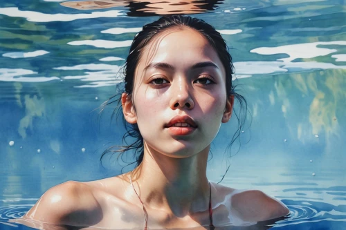 water nymph,underwater background,under the water,in water,submerged,surface tension,under water,swimmer,swimming people,underwater,immersed,pool of water,thermal spring,girl with a dolphin,oil painting on canvas,swim,female swimmer,oil painting,flotation,siren,Photography,General,Realistic