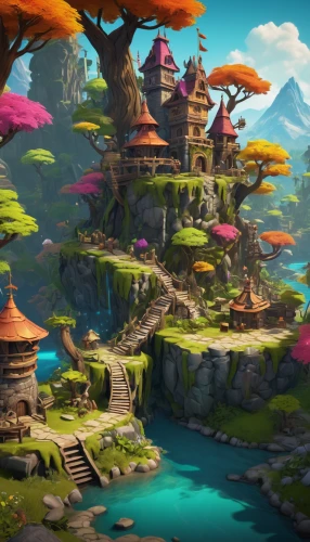 mushroom island,mushroom landscape,fantasy landscape,fairy village,fairy world,fantasy world,3d fantasy,meteora,floating islands,bird kingdom,an island far away landscape,flying island,mountain world,ancient city,islands,druid grove,fantasy city,mountain settlement,scandia gnomes,background with stones,Illustration,Vector,Vector 13