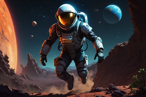 spacesuit,astronaut,space suit,mission to mars,space-suit,astronaut suit,astronautics,space walk,space art,spaceman,red planet,space voyage,earth rise,robot in space,lost in space,sci fiction illustration,martian,moon walk,explorer,spacewalk,Illustration,Realistic Fantasy,Realistic Fantasy 12