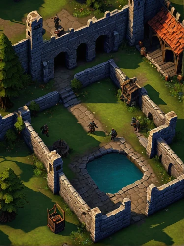 castle iron market,collected game assets,country estate,pool house,tavern,dug-out pool,development concept,courtyard,luxury home,outdoor pool,tileable,castle ruins,swimming pool,3d render,summer cottage,knight village,golf resort,resort town,medieval castle,luxury property,Illustration,Abstract Fantasy,Abstract Fantasy 12