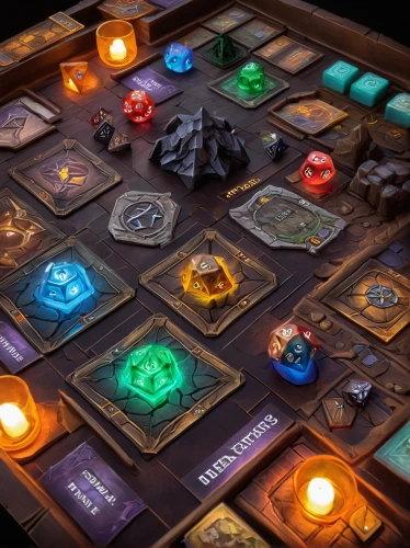 board game,cubes games,tabletop game,games of light,collected game assets,game light,playmat,meeple,game blocks,gauntlet,tabletop,dungeon,dungeons,game design,mechanical puzzle,game illustration,scrolls,chakra square,colored stones,game pieces,Conceptual Art,Fantasy,Fantasy 20