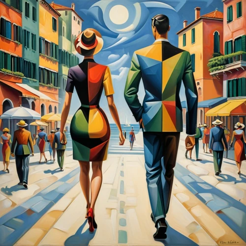 vintage man and woman,man and woman,oil painting on canvas,two people,italian painter,art painting,man and wife,young couple,dancing couple,art deco,oil painting,art deco woman,roaring twenties couple,courtship,italian poster,couple,vintage boy and girl,art deco background,vintage art,pedestrian,Art,Artistic Painting,Artistic Painting 34