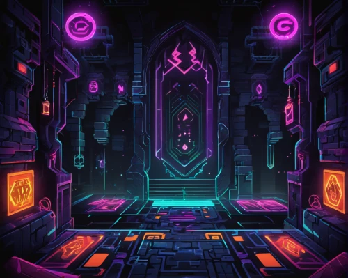 dungeon,portal,hall of the fallen,neon ghosts,dungeons,necropolis,mausoleum ruins,haunted cathedral,ruin,chamber,halloween background,threshold,ufo interior,portals,sepulchre,game illustration,cyberpunk,witch's house,crypt,the threshold of the house,Conceptual Art,Fantasy,Fantasy 34