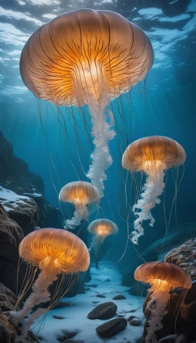 sea jellies,underwater landscape,jellyfish,jellyfishes,lion's mane jellyfish,sea life underwater,mushroom landscape,jellyfish collage,underwater world,cnidaria,underwater background,aquarium lighting,jellies,ocean underwater,mushroom island,mushroom coral,marine invertebrates,marine life,undersea,sea animals,Photography,General,Commercial