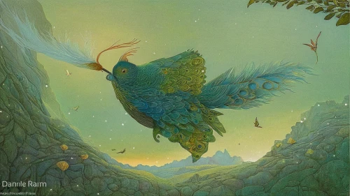 fairy peacock,peacock,peafowl,blue parakeet,faery,blue peacock,bird painting,garuda,faerie,budgerigar parakeet,quetzal,parakeet,blue parrot,male peacock,peacocks carnation,golden parakeets,bird kingdom,guatemalan quetzal,pachamama,fairies aloft,Illustration,Realistic Fantasy,Realistic Fantasy 05